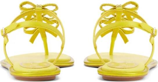 René Caovilla Caterina bow-embellished leather sandals Yellow