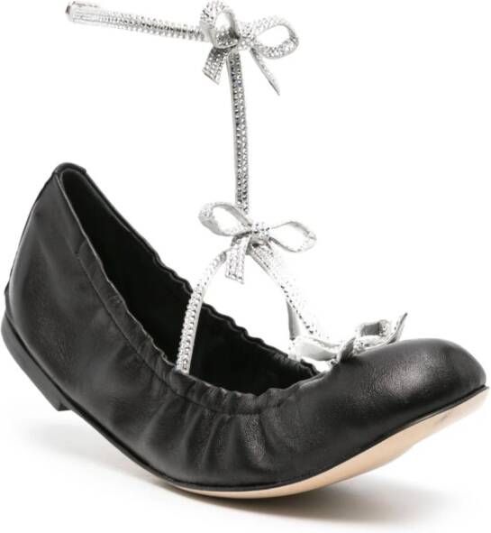 René Caovilla Caterina leather ballerina shoes Black