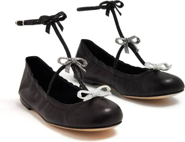René Caovilla Caterina leather ballerina shoes Black