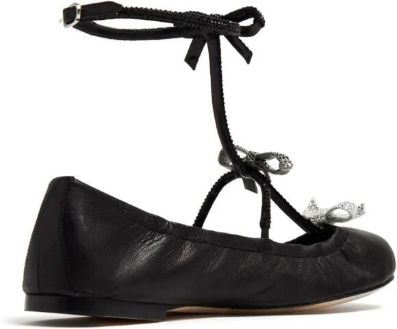 René Caovilla Caterina leather ballerina shoes Black