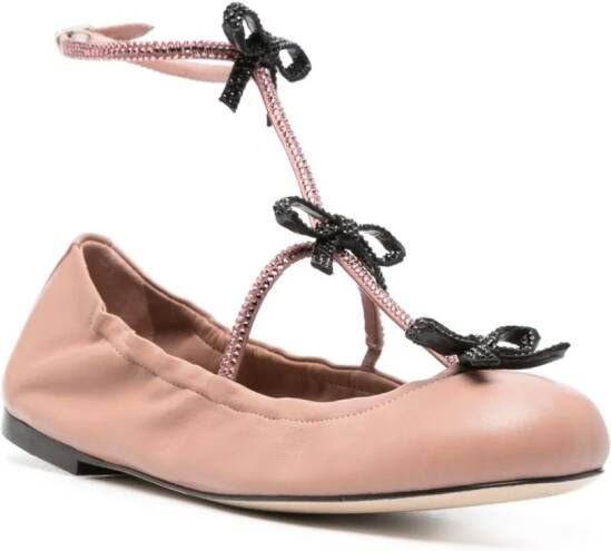 René Caovilla Caterina leather ballerina shoes Neutrals