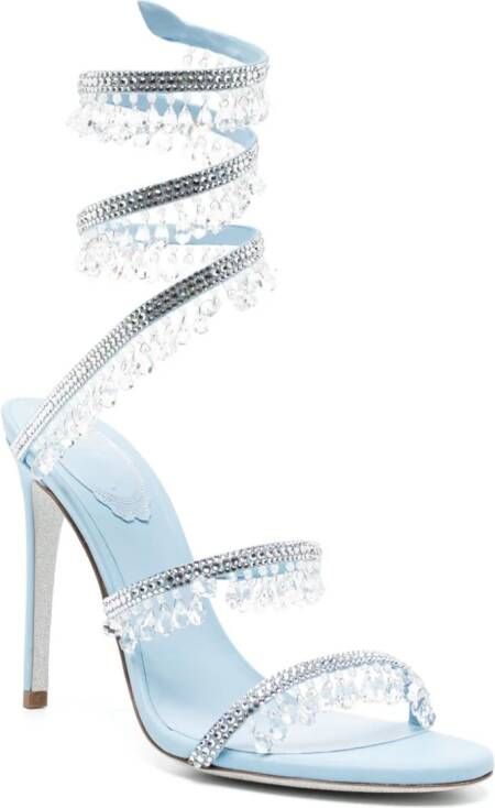 René Caovilla Chandelier 105mm crystal-embellished sandals Blue