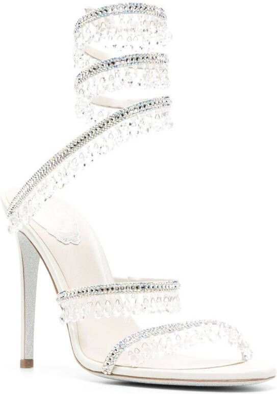 René Caovilla Chandelier 105mm crystal-embellished sandals Neutrals