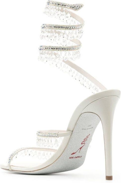 René Caovilla Chandelier 105mm crystal-embellished sandals Neutrals