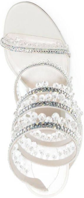 René Caovilla Chandelier 105mm crystal-embellished sandals Neutrals