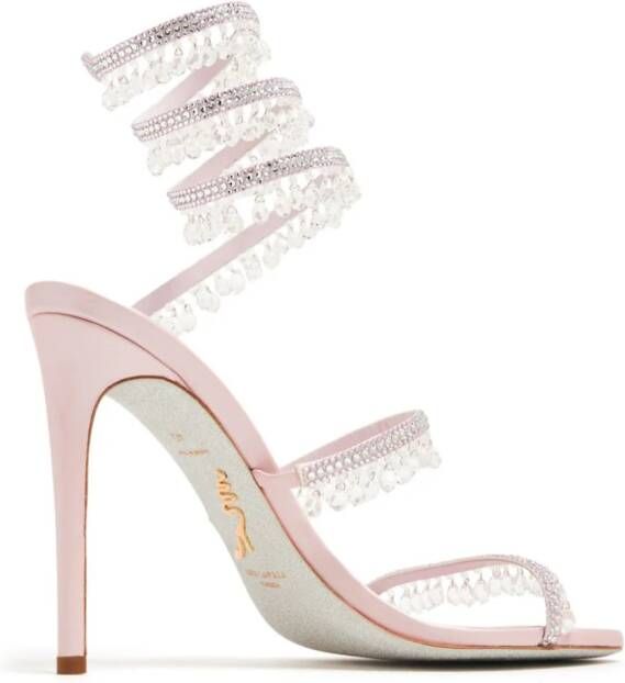 René Caovilla Chandelier 105mm crystal-embellished sandals Pink