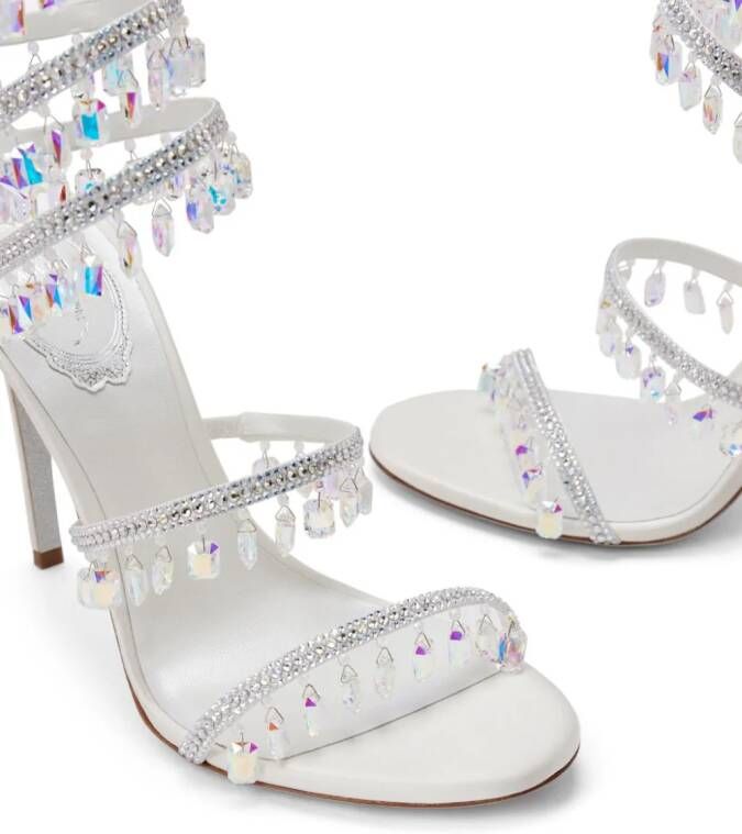 René Caovilla Chandelier 105mm crystal-embellished sandals White
