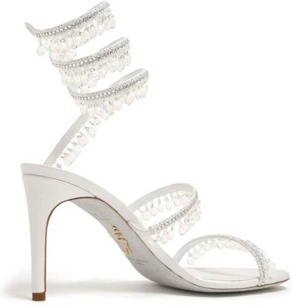 René Caovilla Chandelier 80mm crystal-embellished sandals Silver