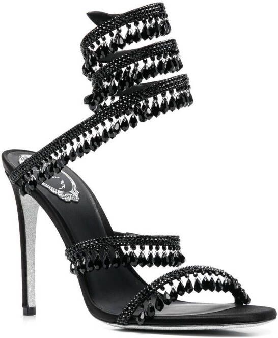 René Caovilla Chandelier crystal-embellished sandals Black
