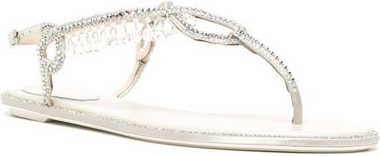 René Caovilla Chandelier rhinestone sandals White