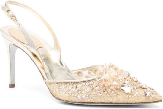 René Caovilla Cinderella 80mm leather sandals Gold