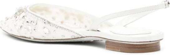 René Caovilla Cinderella embellished ballerina shoes White