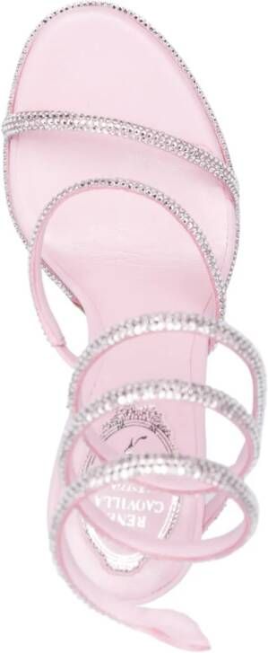 René Caovilla Cleo 105mm crystal-embellished sandals Pink