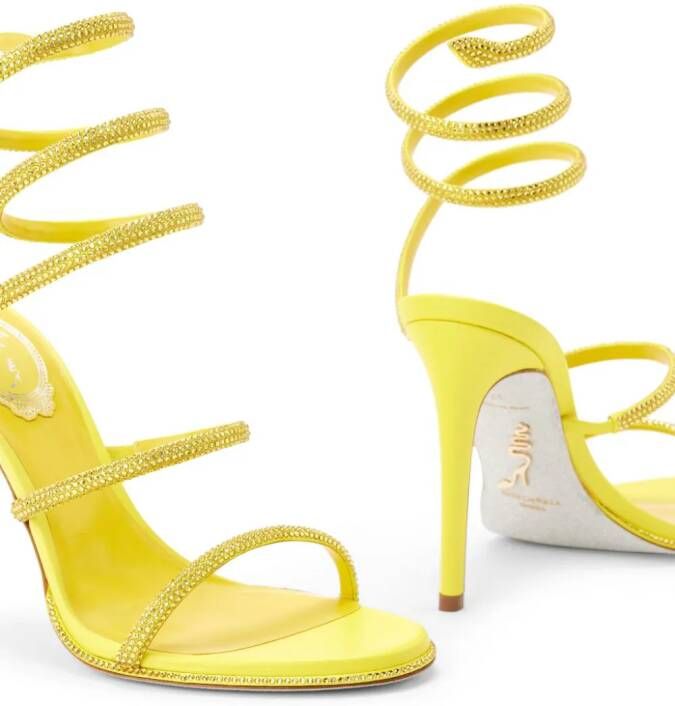 René Caovilla Cleo 105mm leather sandals Yellow