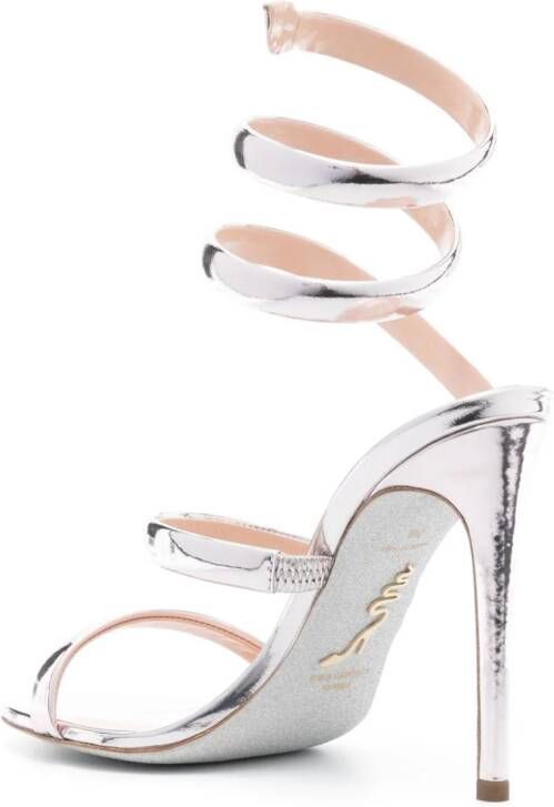 René Caovilla Cleo 105mm mirrored sandals Silver