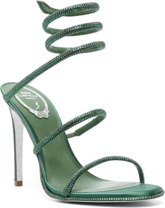 René Caovilla Cleo 105mm rhinestone-embellished sandals Green