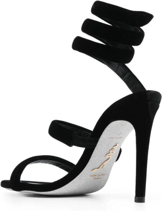René Caovilla Cleo 110mm coiled-strap velvet sandals Black