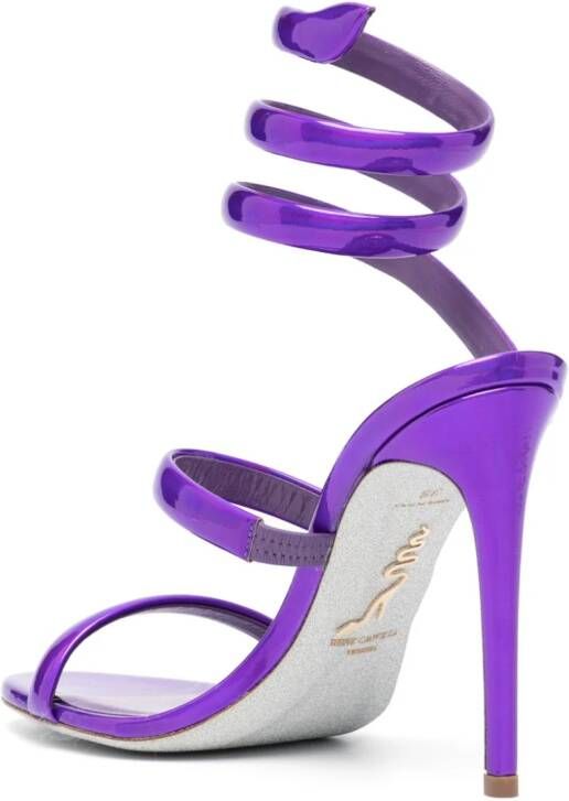 René Caovilla Cleo 110mm metallic-finish sandals Purple