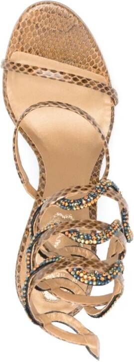 René Caovilla Cleo 115mm crystal-embellished sandals Brown