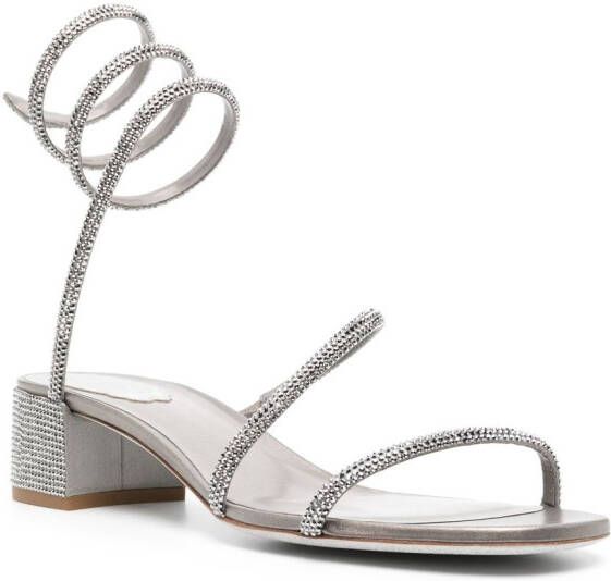 René Caovilla Cleo 35mm crystal-embellished sandals Silver