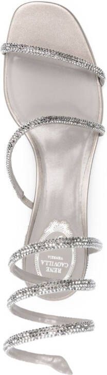 René Caovilla Cleo 35mm crystal-embellished sandals Silver