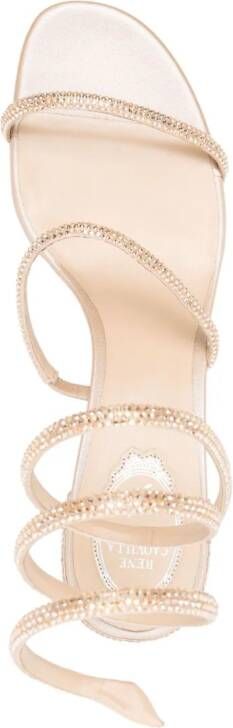 René Caovilla Cleo 40mm crystal-embellished sandals Neutrals