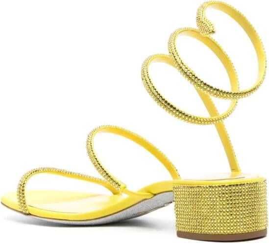 René Caovilla Cleo 40mm rhinestone-embellished sandals Yellow