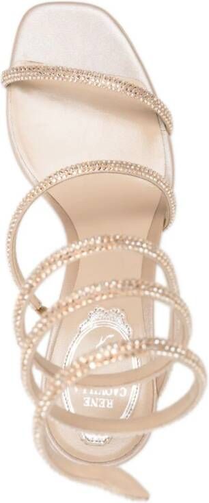 René Caovilla Cleo 80mm crystal-embellished sandals Gold