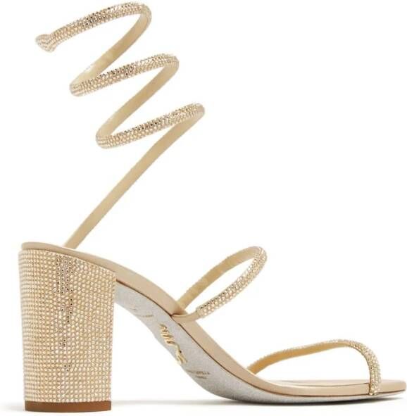 René Caovilla Cleo 80mm crystal-embellished sandals Neutrals