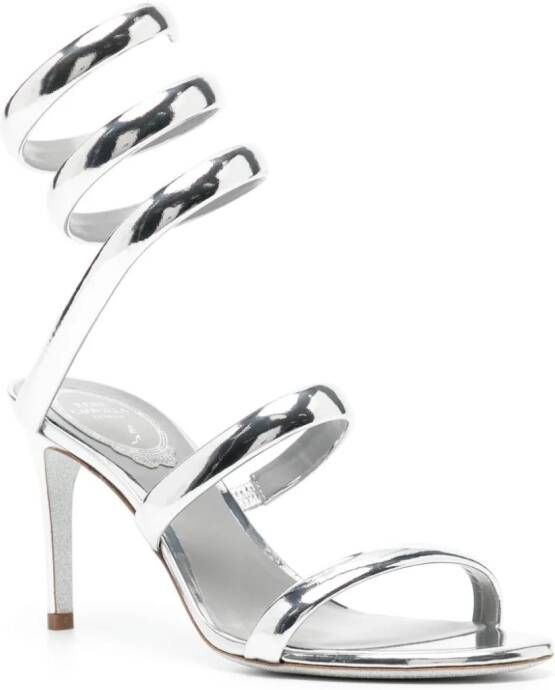 René Caovilla Cleo 90mm leather sandals Silver