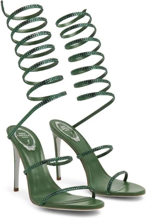 René Caovilla Cleo crystal 105mm sandals Green
