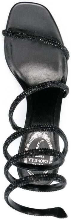 René Caovilla Cleo crystal 85mm sandals Black