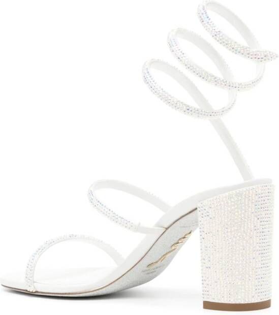 René Caovilla Cleo embellished leather sandals White