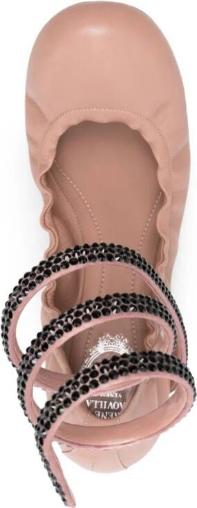 René Caovilla Cleo leather ballerina shoes Pink