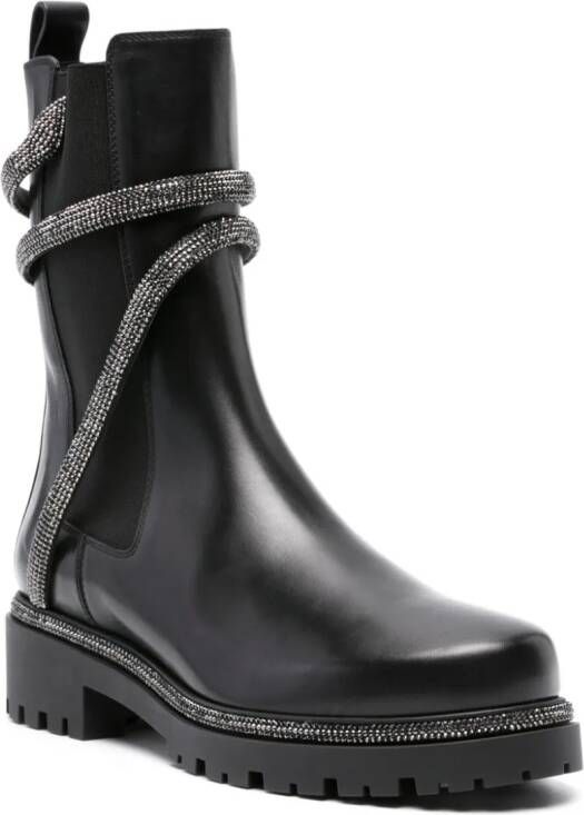 René Caovilla Cleo spiral-strap boots Black