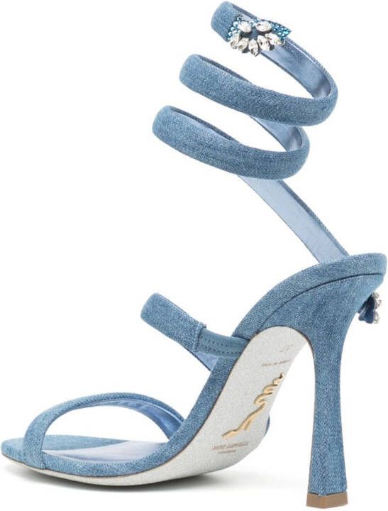René Caovilla Cleopatra 100mm denim sandals Blue