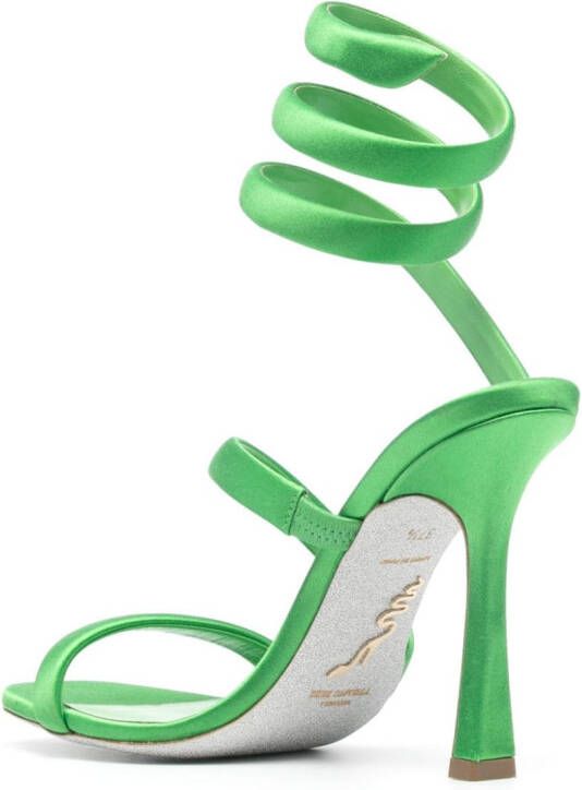 René Caovilla Cleopatra 105mm satin sandals Green