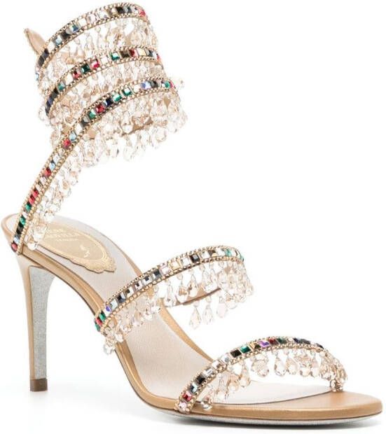 René Caovilla crystal beaded embellished sandals Yellow