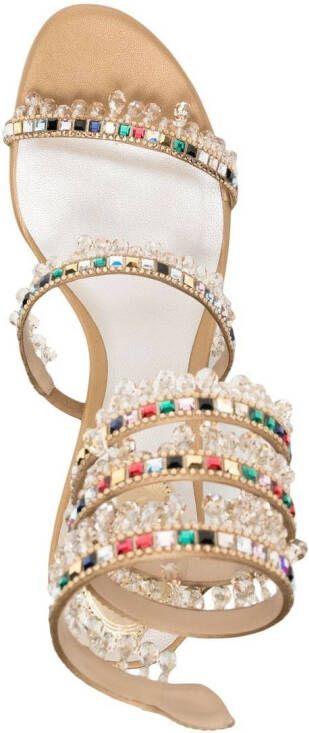 René Caovilla crystal beaded embellished sandals Yellow