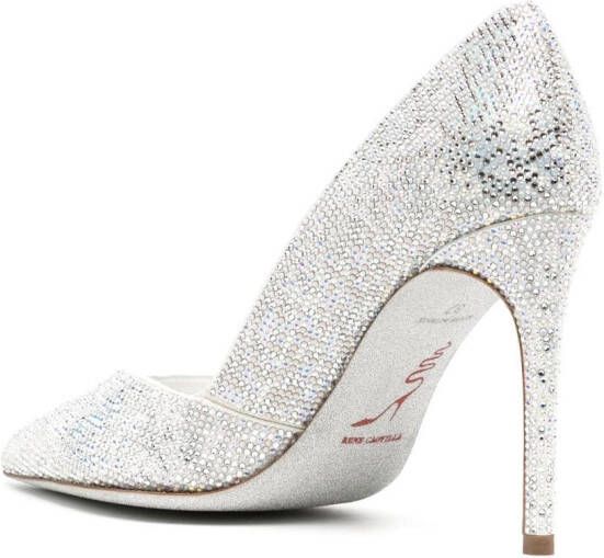 René Caovilla crystal-embellished 100mm pumps Silver