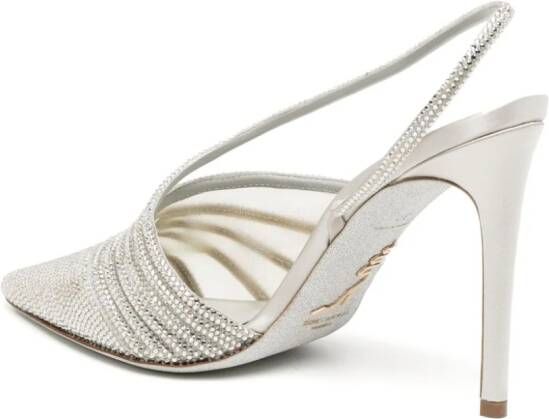 René Caovilla crystal-embellished 100mm sandals Silver