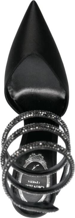 René Caovilla crystal-embellished 113mm satin-finish heels Black