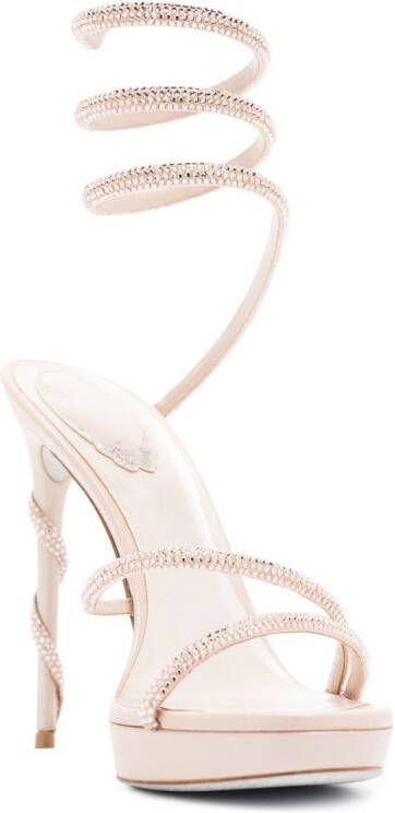 René Caovilla crystal-embellished 120mm stiletto sandals Neutrals