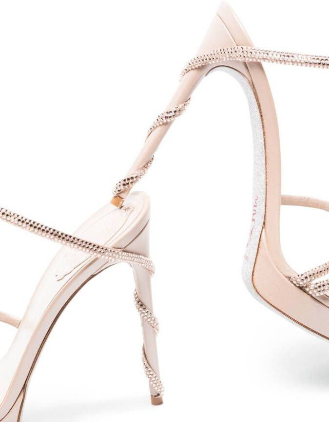 René Caovilla crystal-embellished 120mm stiletto sandals Neutrals