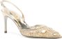 René Caovilla Crystal-embellished 80mm leather pumps Gold - Thumbnail 2