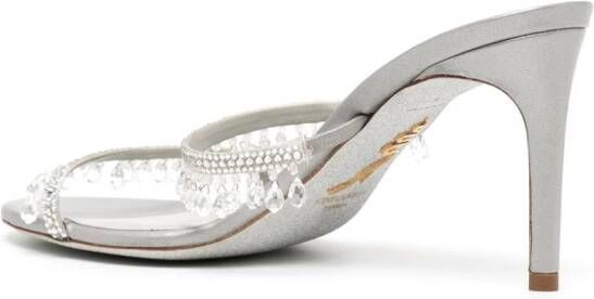 René Caovilla crystal-embellished 80mm mules Silver