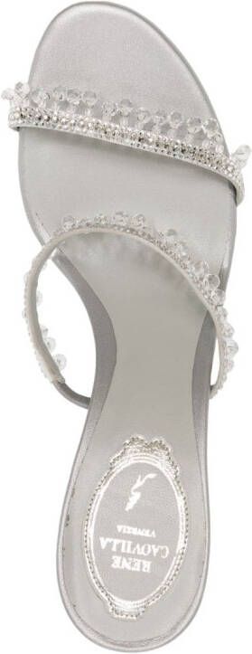 René Caovilla crystal-embellished 80mm mules Silver