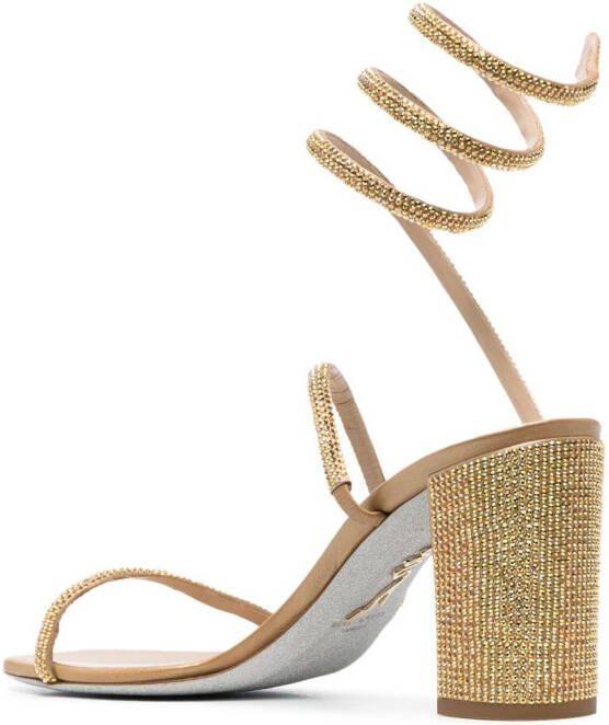 René Caovilla crystal-embellished 85mm sandals Gold
