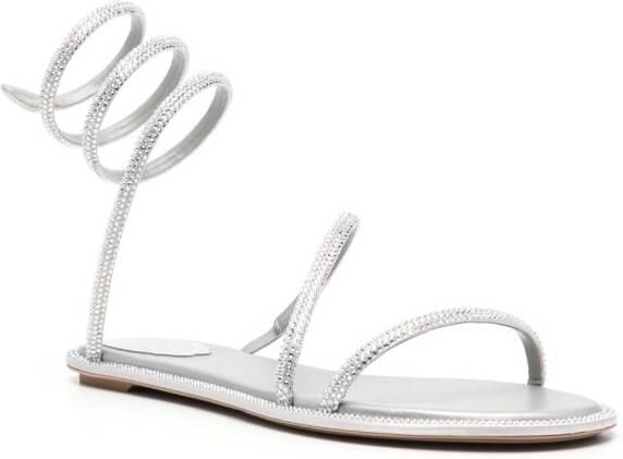 René Caovilla crystal-embellished flat sandals Grey
