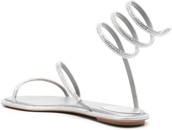René Caovilla crystal-embellished flat sandals Grey